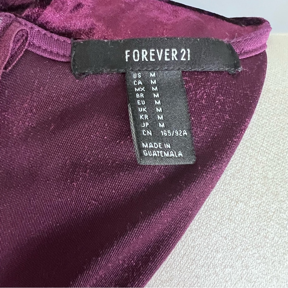 Forever 21 M Violet Crushed Velvet Fitted Maxi Long Sleeve V Neck Dress - Picture 14 of 17